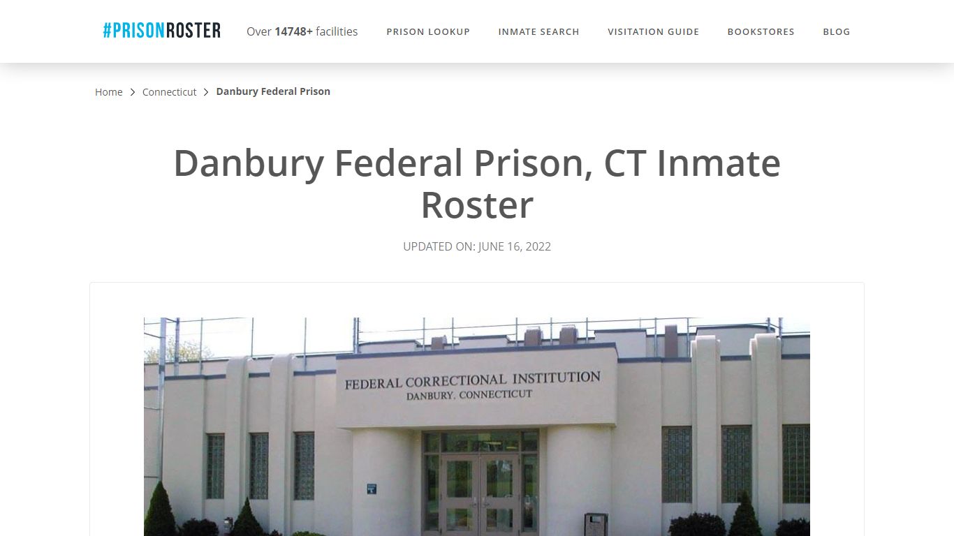 Danbury Federal Prison, CT Inmate Roster - Prisonroster